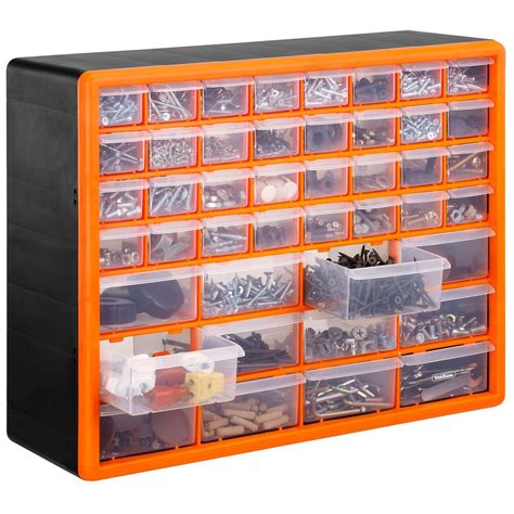 metal tool box with compartments for nails etc|storage bins for nails.